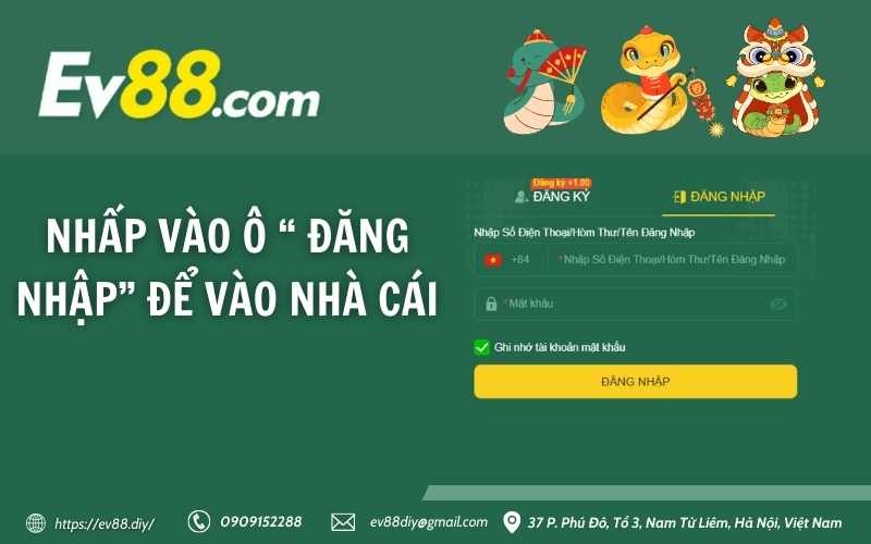 Nhấp vào ô “ đăng nhập” để vào nhà cái